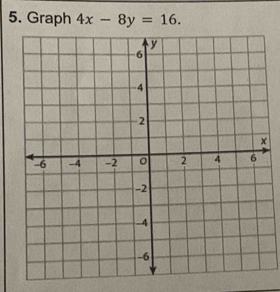 Graph 4x-8y=16.