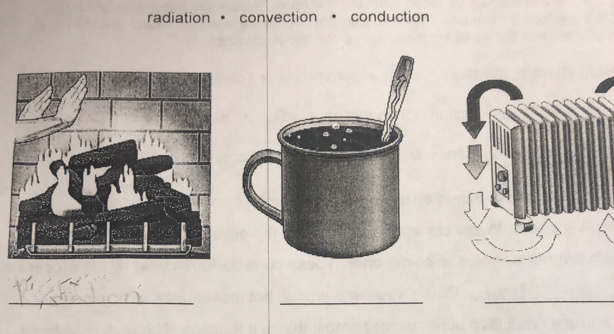 radiation • convection • conduction 
_ 
_ 
_