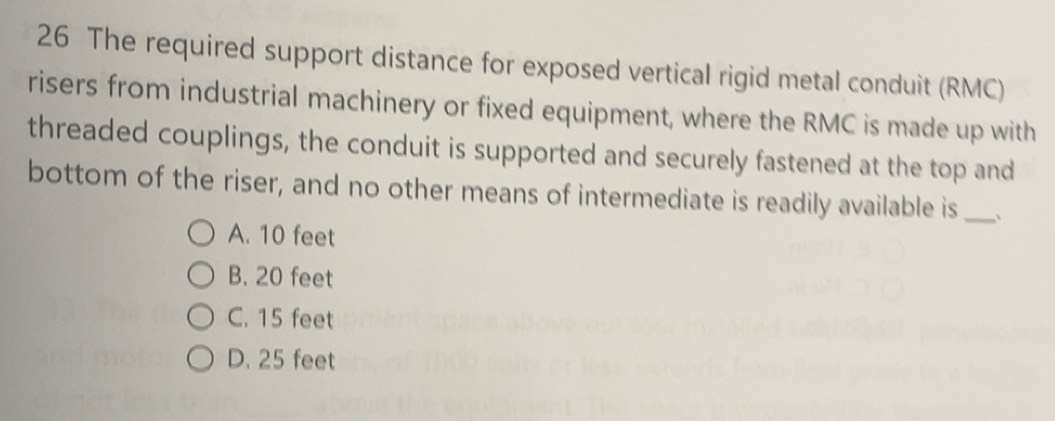 Solved: The required support distance for exposed vertical rigid metal ...