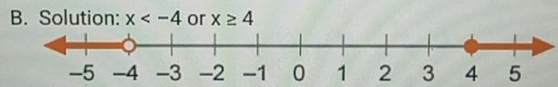 Solution: x or x≥ 4