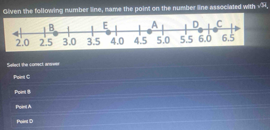 Resuelto:Given the following number line, name the point on the number ...