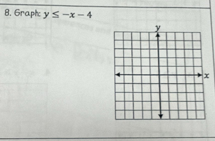 Graph: y≤ -x-4