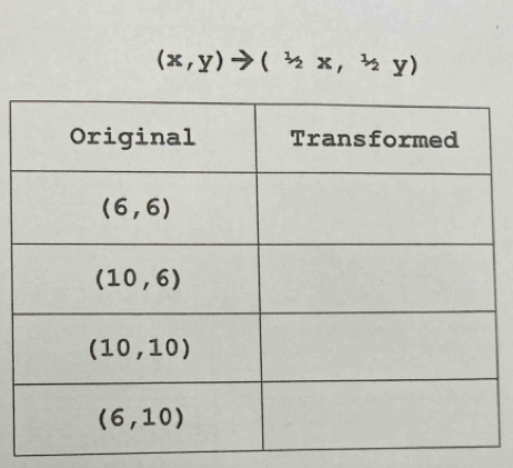 (x,y)to (1/2x,1/2y)