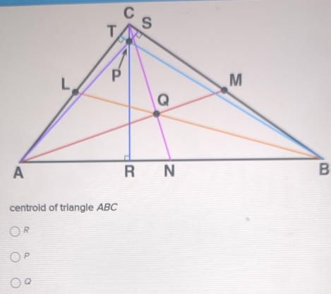 centroid of triangle ABC
R
P
Q