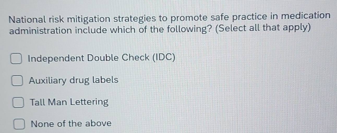 Solved: National risk mitigation strategies to promote safe practice in ...