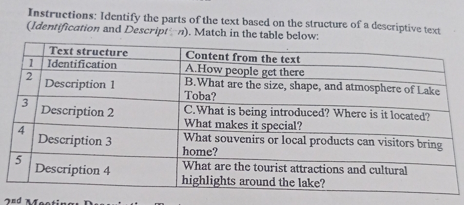 Telah dijawab:Instructions: Identify the parts of the text based on the ...