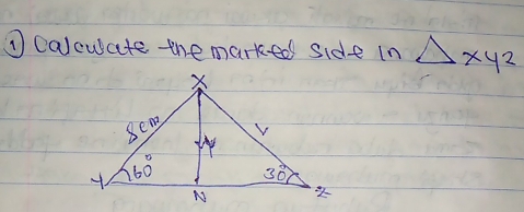 ①calewate the marked side in △ * 42