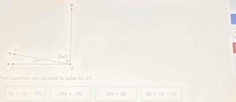 8x+10=180 18x=180 18x=90 8x+10=90