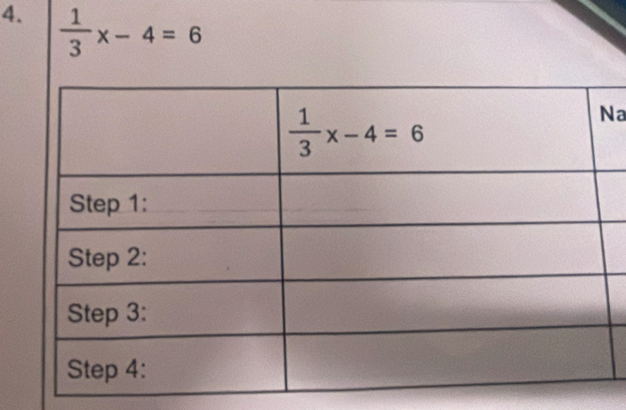  1/3 x-4=6
a