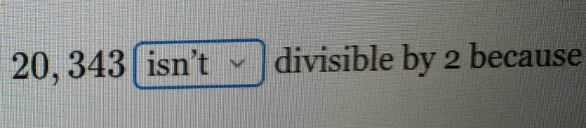 20, 343 frac □  isn't 1 divisible by 2 because