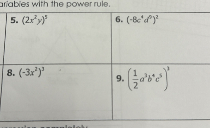 ariables with the power rule.