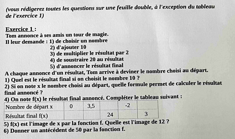 Résolu :(vous rédigerez toutes les questions sur une feuille double, à ...