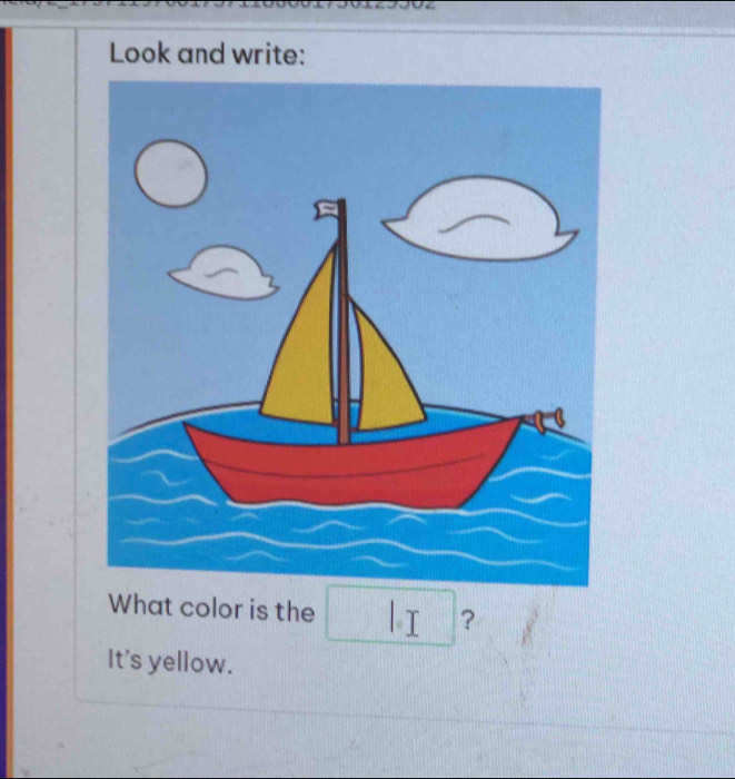 Look and write:
10
What color is the Lt frac □  ? 
, 
It's yellow.