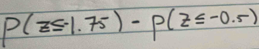 P(z≤ -1.75)-P(z≤ -0.5)