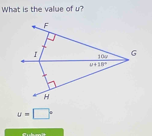 What is the value of u?
u=□°
Cubmit