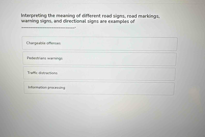 Solved: Interpreting the meaning of different road signs, road markings ...