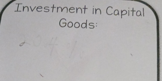 Investment in Capital 
Goods: