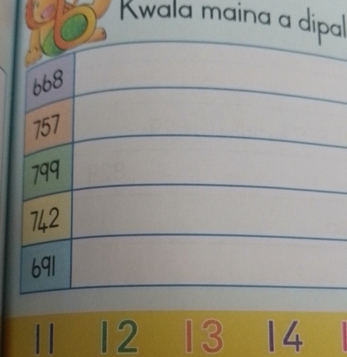 to C Kwala maina a dipal 
| 12 13 14