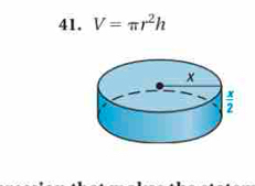 V=π r^2h