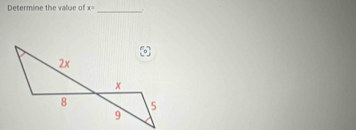 Determine the value of x= _ .