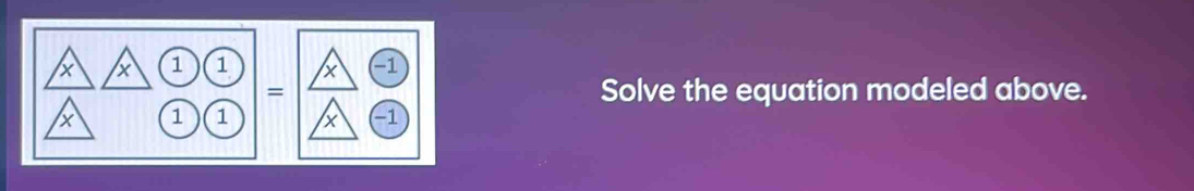 Solve the equation modeled above.