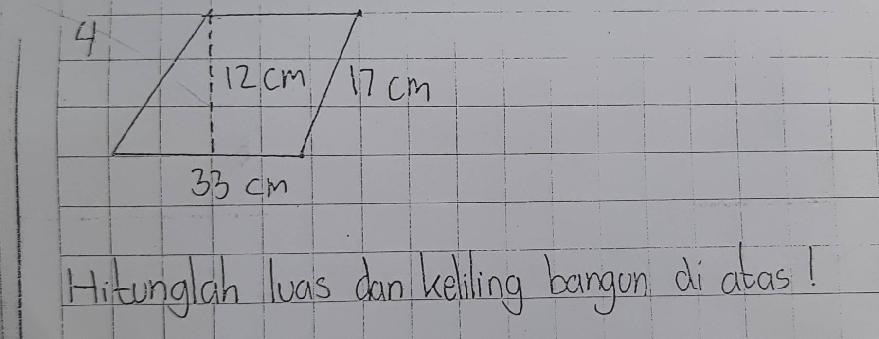 Hitonglah luas dan kelling bangon di abas!