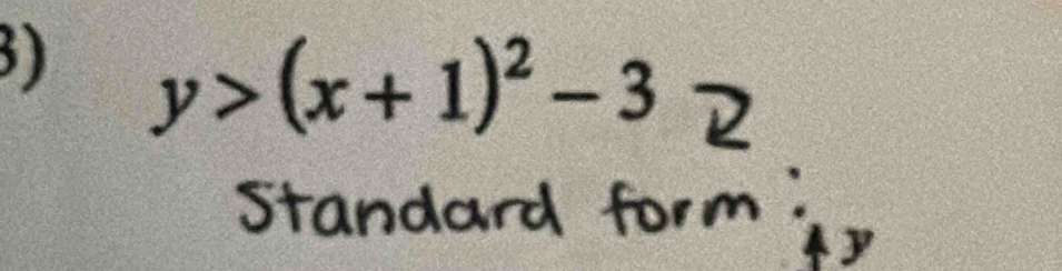 y>(x+1)^2-3
Standard form
y