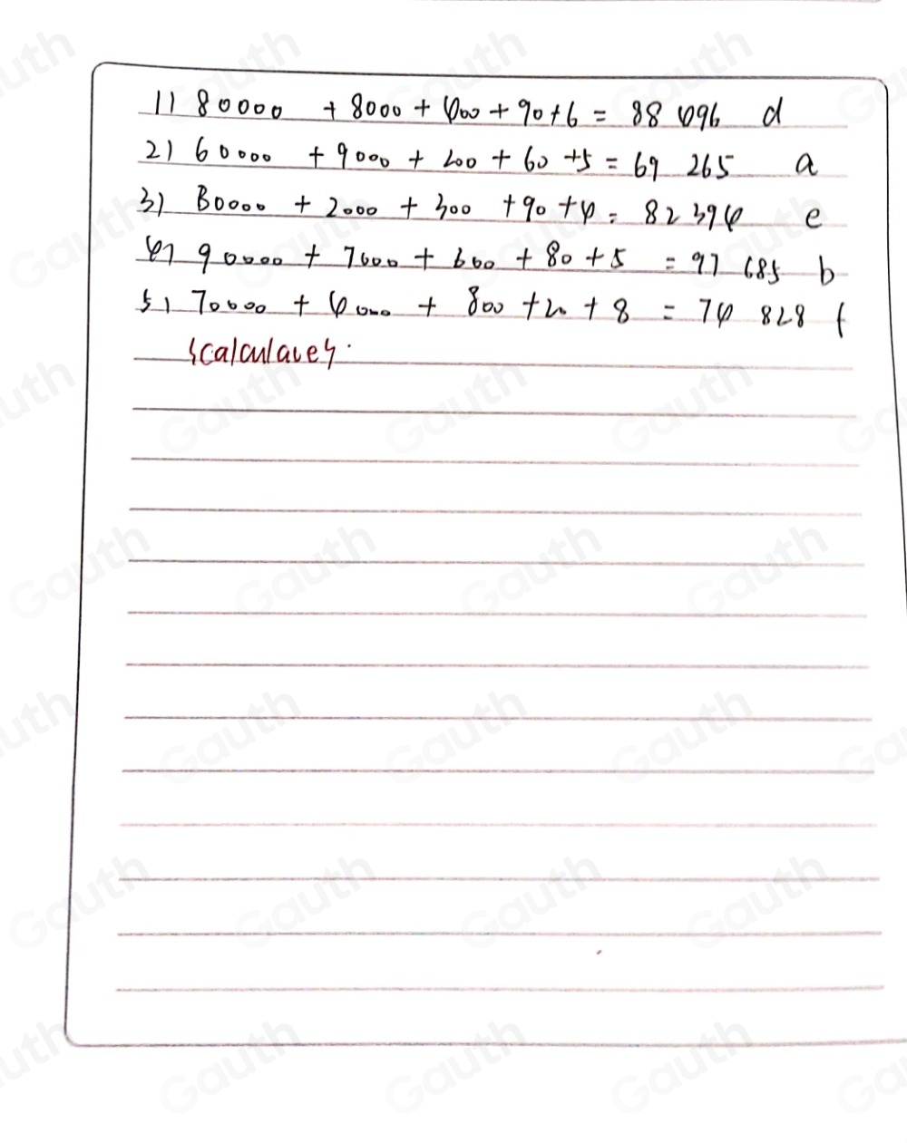 Solved: 69 265 c. 92 637 e. 82 394 b. 97 685 d. 88 496 f. 74 828 _1.) 8 ...