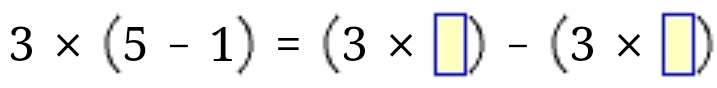 3* (5-1)=(3* □ )-(3* □ )