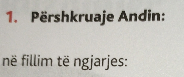 Përshkruaje Andin: 
në fillim të ngjarjes: