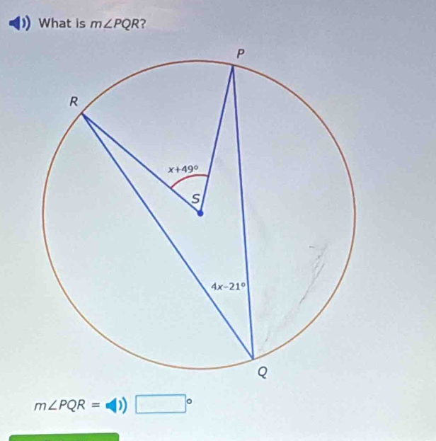 What is m∠ PQR ?
m∠ PQR=(1))□°