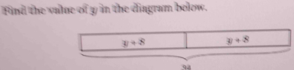 Find the value of y in the diagram below.
94