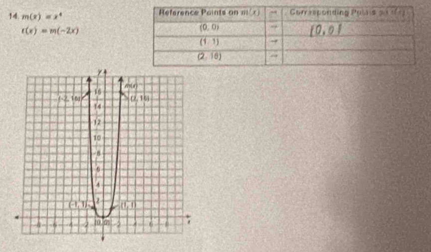 14 m(x)=x^4
t(x)=m(-2x)