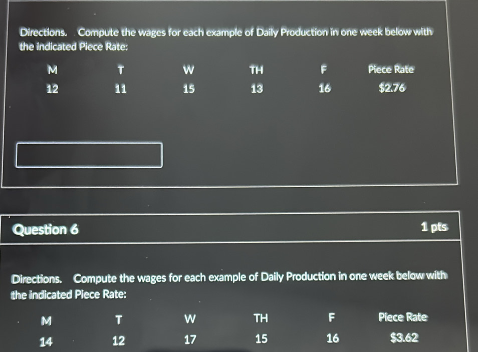 Solved: Directions. Compute the wages for each example of Daily ...