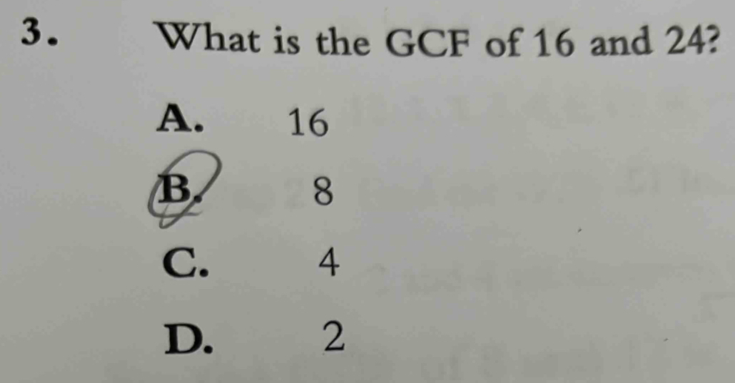 What is the GCF of 16 and 24?