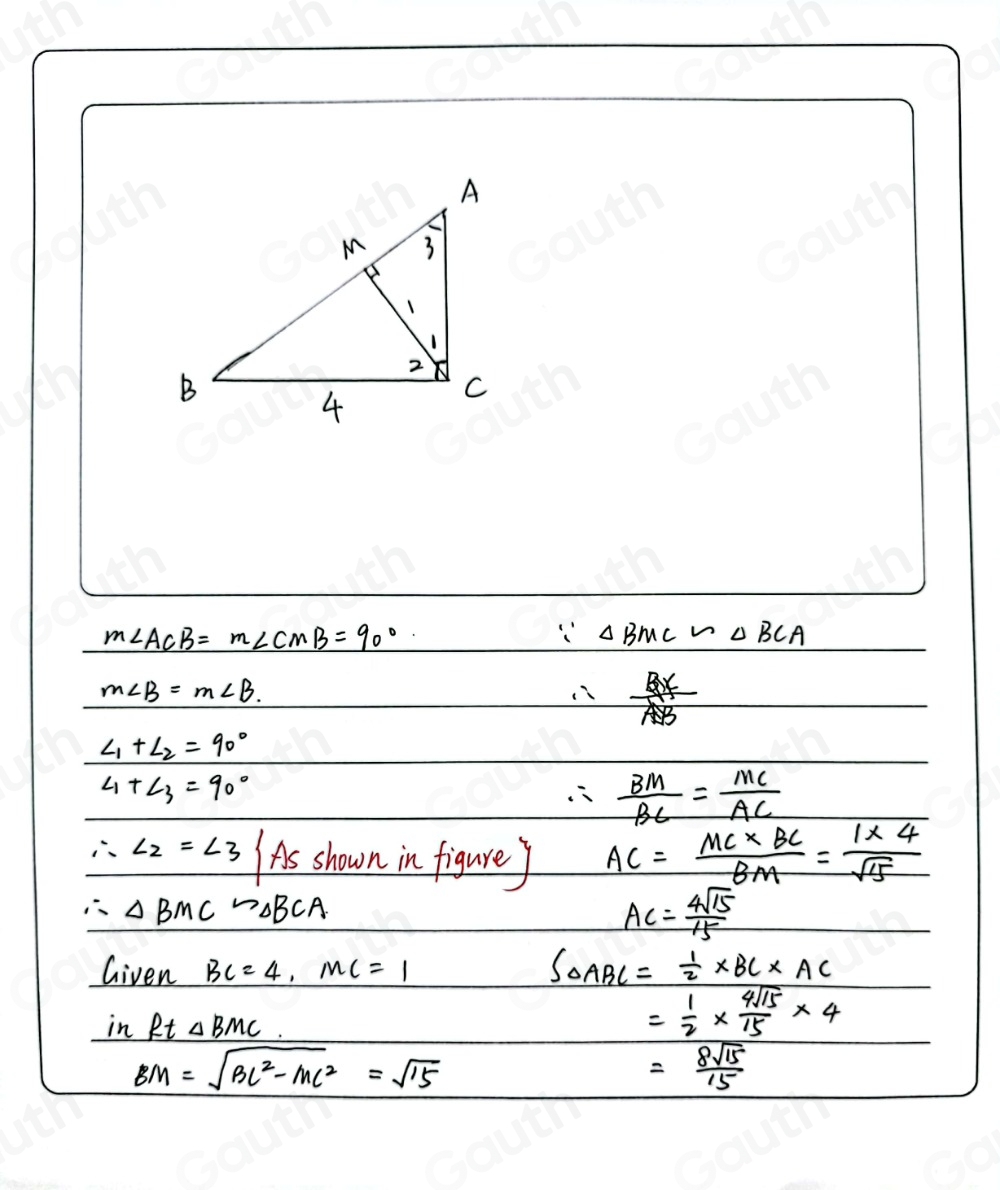 Solved: Given a right triangle ABC. Angle C is the right triangle. BC=4 ...