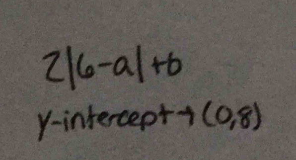 2|6-a|+b
Y-intercept (0,8)