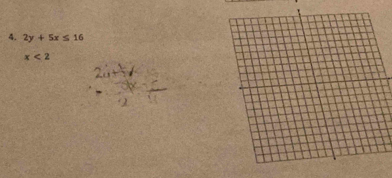 2y+5x≤ 16
x<2</tex>