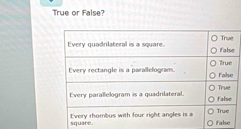 True or False? 
square.