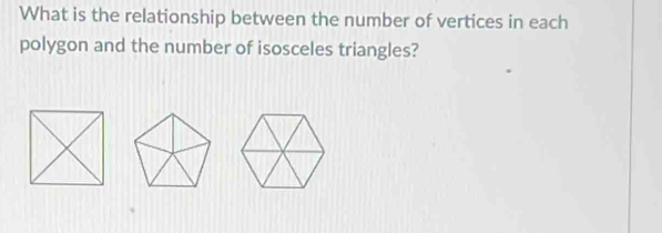 What is the relationship between the number of vertices in each 
polygon and the number of isosceles triangles?