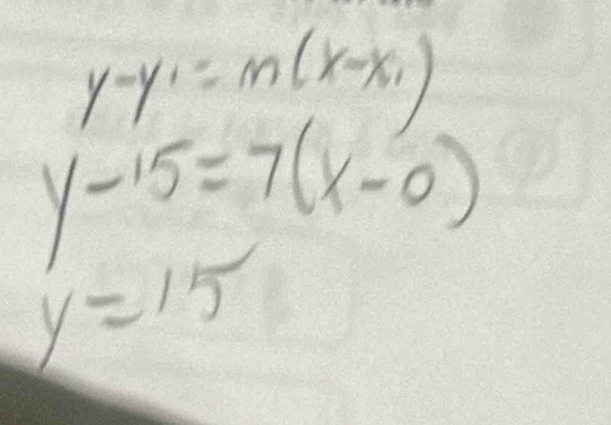 y-y_1=m(x-x_1)
y-15=7(x-0)
y=15