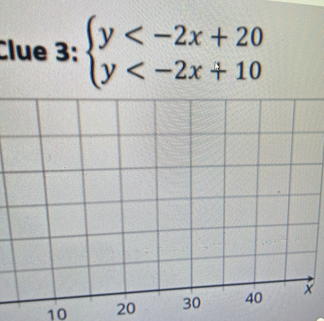 Clue 3:beginarrayl y
10
20