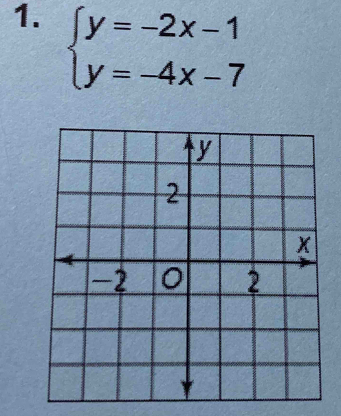 beginarrayl y=-2x-1 y=-4x-7endarray.