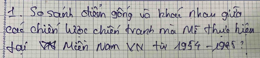 So sanh dian gōng vá zhai nhan giùā 
ead chien Wòe chién tranb ma ME thus hién 
ai Mien Nam VN tw 1954-1975 ?