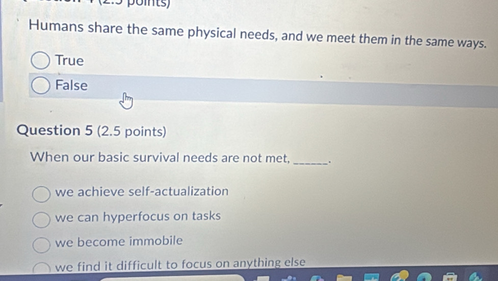 Solved: points) Humans share the same physical needs, and we meet them ...