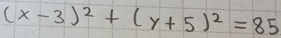 (x-3)^2+(y+5)^2=85