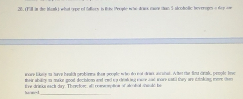 Solved: (Fill in the blank) what type of fallacy is this: People who ...
