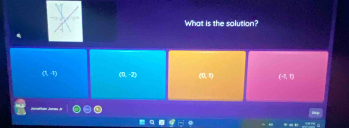 What is the solution?
(1,-1)
(0,-2)
(0,1)
(-1,1)