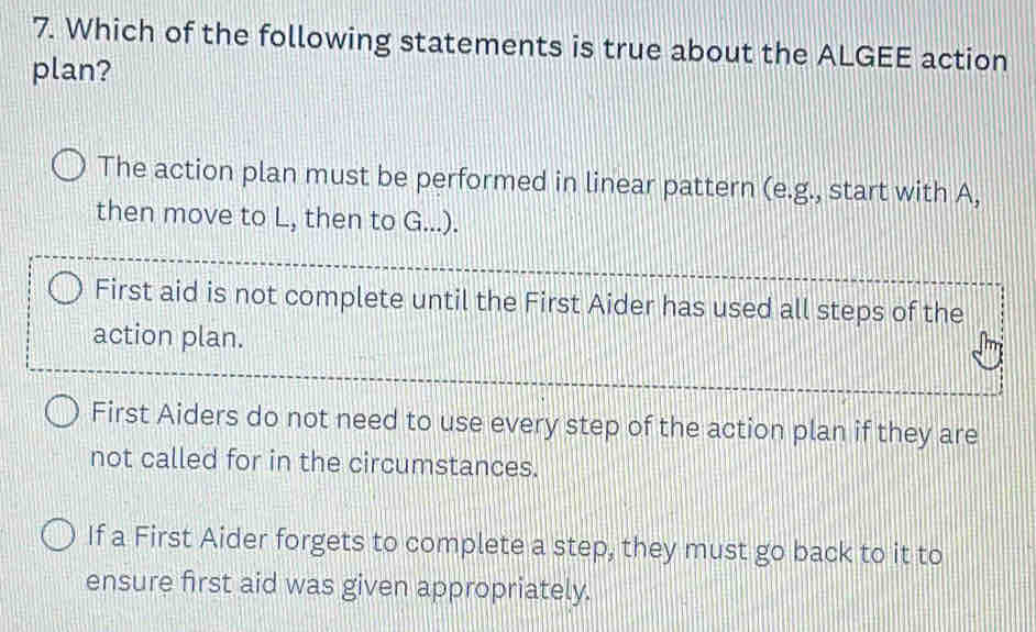 Solved: Which of the following statements is true about the ALGEE ...
