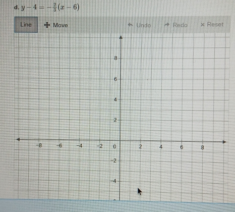 y-4=- 2/3 (x-6)
Line Move Undo Redo × Reset